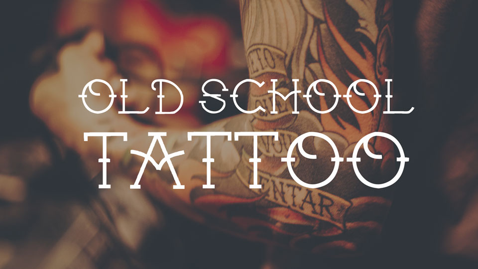 Vintage tattoo lettering logo set Royalty Free Vector Image